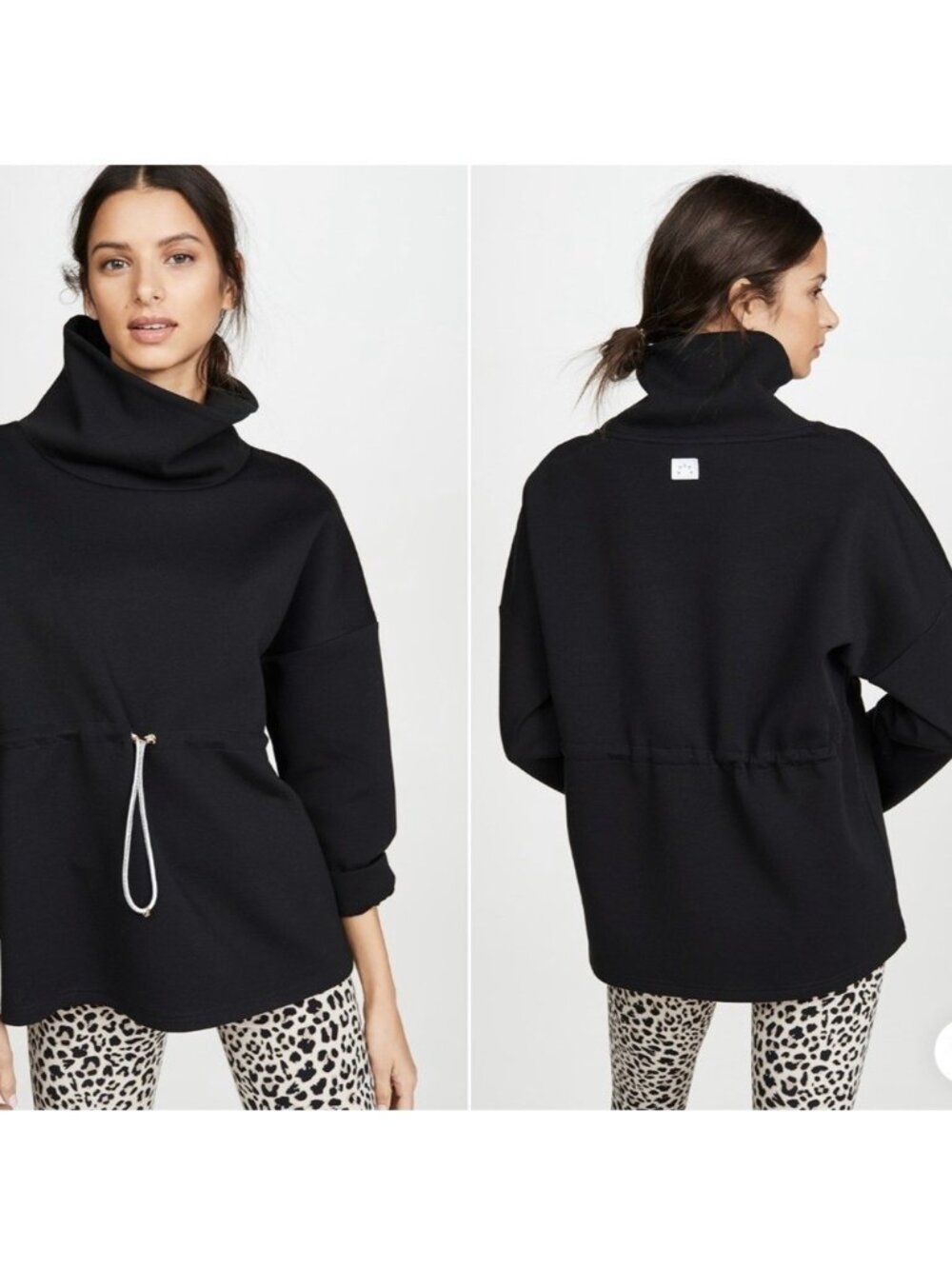 Varley Barton Sweat Funnel Neck Pullover Sweatshirt XL black lounge athleisure